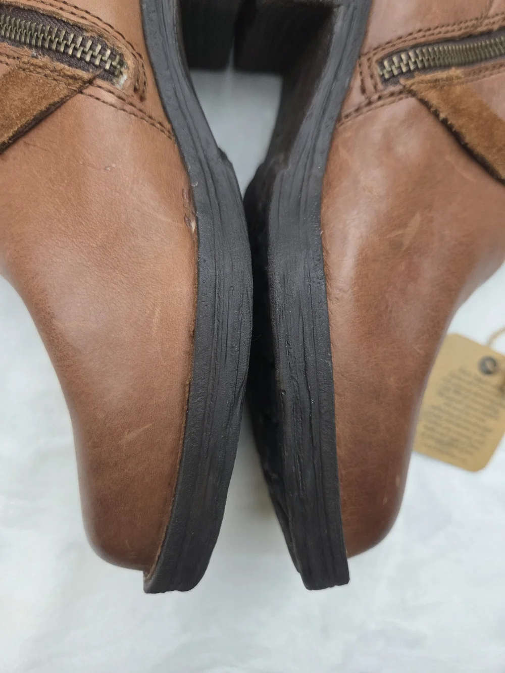 Born Leather Fringe Wrap Ankle Boots Brown‎ Side Zip Booties Women's Size 6.5M